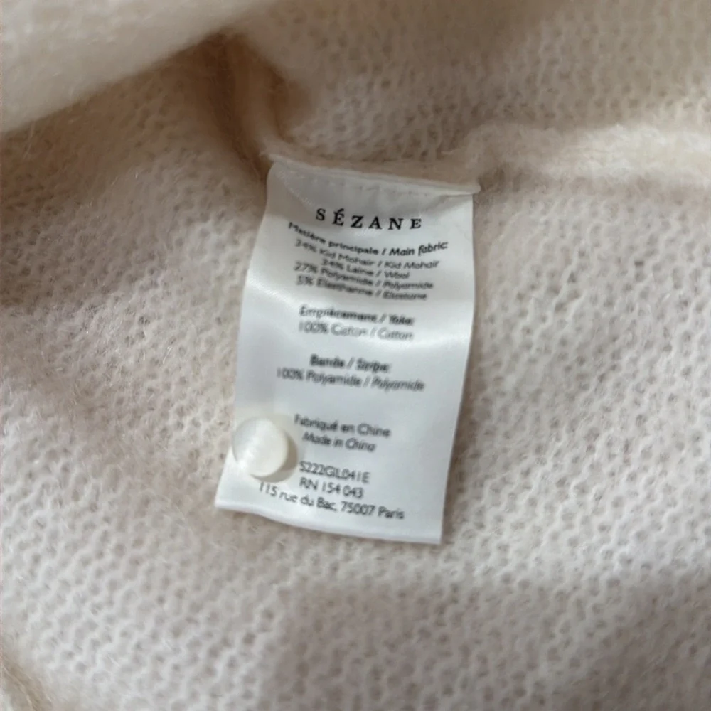 Cream vneck cardigan kid mohair sweater from Sezane - Picture 7 of 7